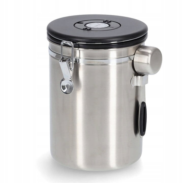 Puszka na Kawę z Łyżeczką i Miarką, 2800 ml, Stal Nierdzewna, 14 x 21,5 cm