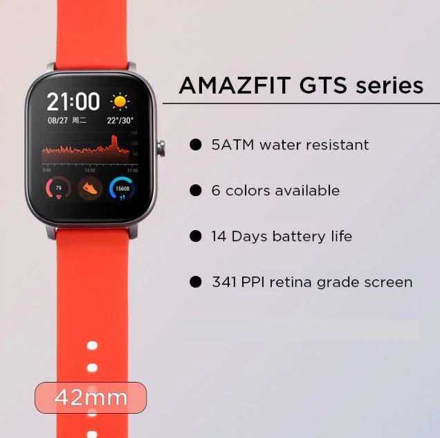 XIAOMI AMAZFIT GTS Smartwatch Vermillion Orange - 8837575515 - oficjalne archiwum Allegro