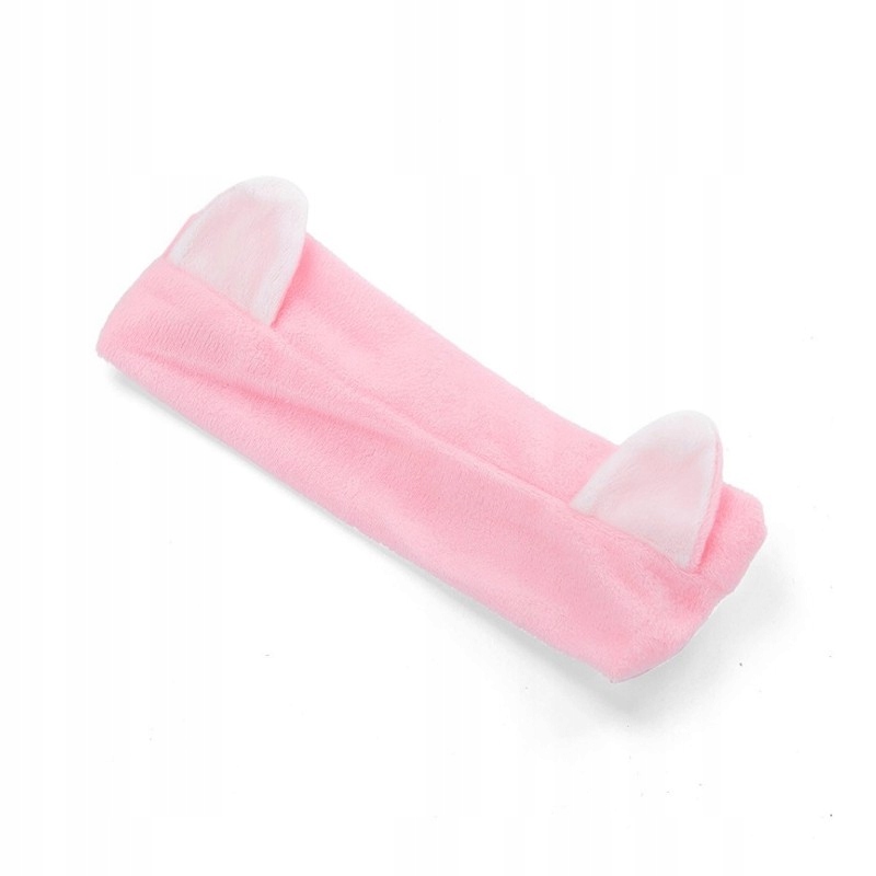 Pluszowa różowa opaska kosmetyczna z gumką USZY