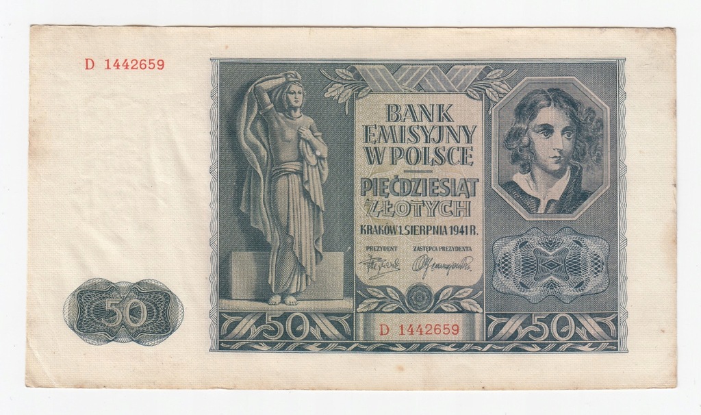 4. Banknot 50 zł 1941, st. 2