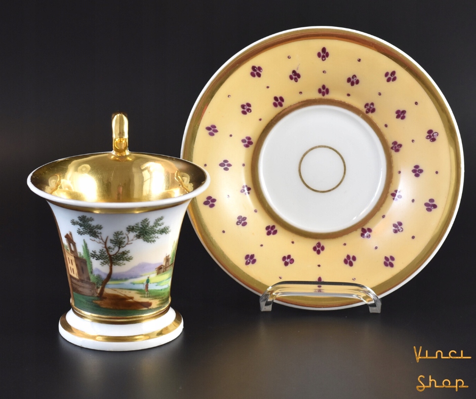 XIX-wieczna filiżanka w stylu empire z widokiem