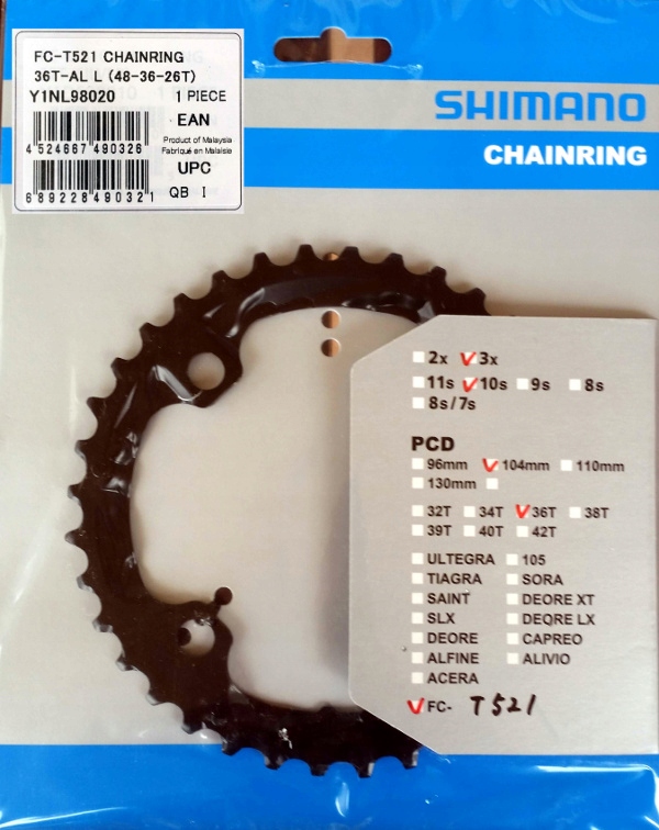 Tarcza Shimano FC T521 M610 T611 T6010 36z zębatka 36T