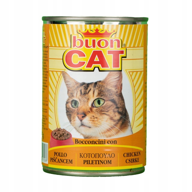 Buon Cat - Mokra Karma dla Kotów Soczyste Kawałki z Kurczakiem 405g
