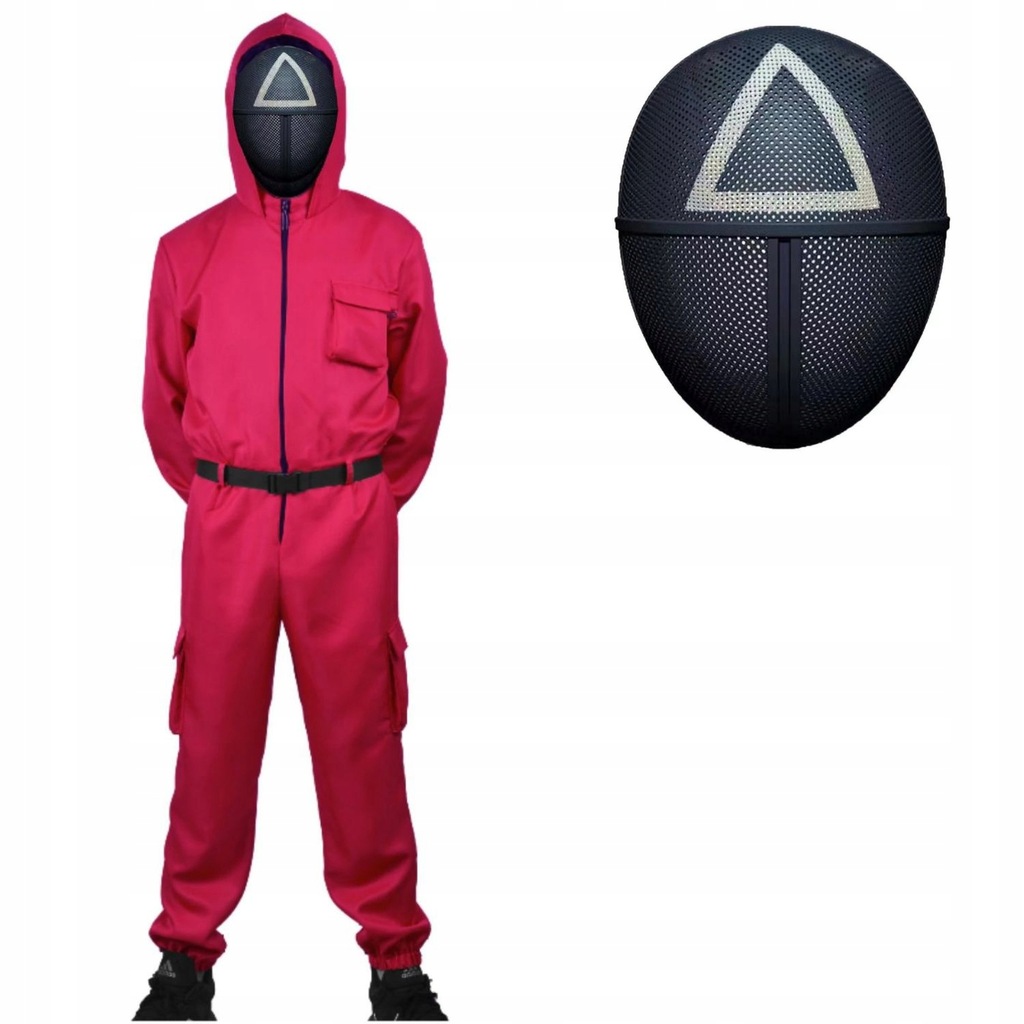 SQUID GAME STRAŻNIK STRÓJ KOMBINEZON MASKA 11-12L