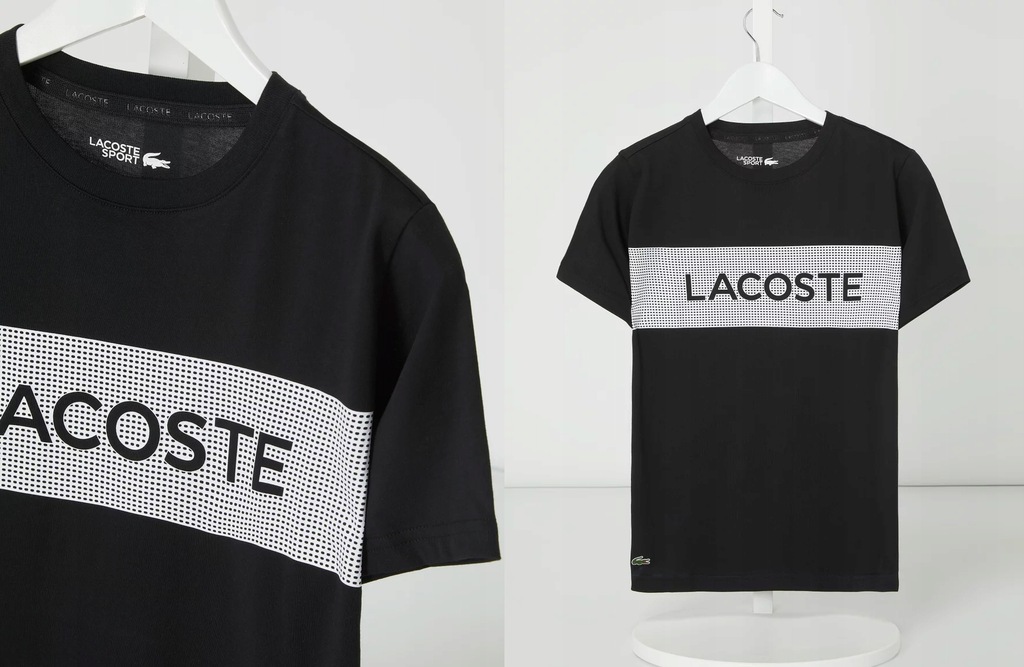 *_LACOSTE SPORT MĘSKI T-SHIRT PRINT BLACK WHITE S*