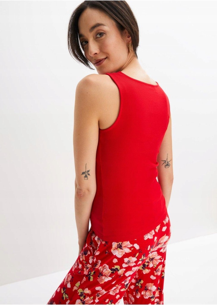 TOP BEŻOWY W PRĄŻEK Z BAWEŁNY 1SZT 1V1F18 Bonprix 48/50