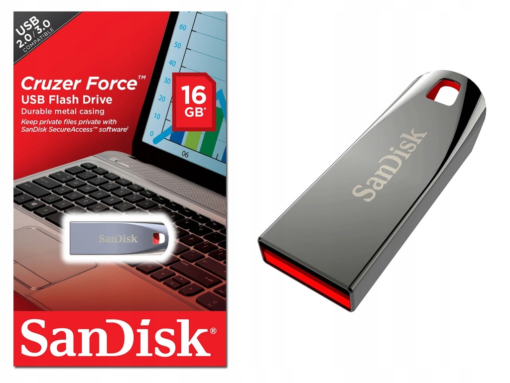 Sandisk Cruzer Force 16GB USB Flash 2.0/3.0 NOWY - 7213984849 ...