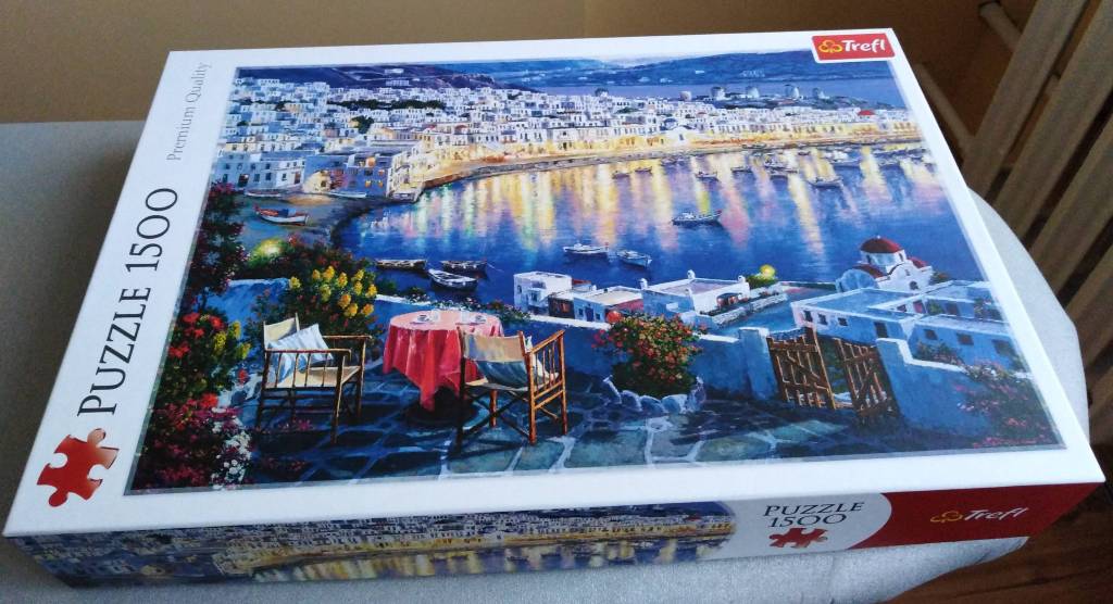 Puzzle TREFL 1500 - Mykonos o zachodzie słońca