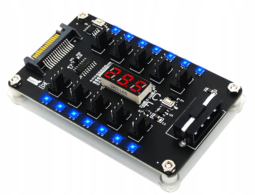 Rozdzielacz wentylatorów PWM HUB 10x 4pin RGB LED