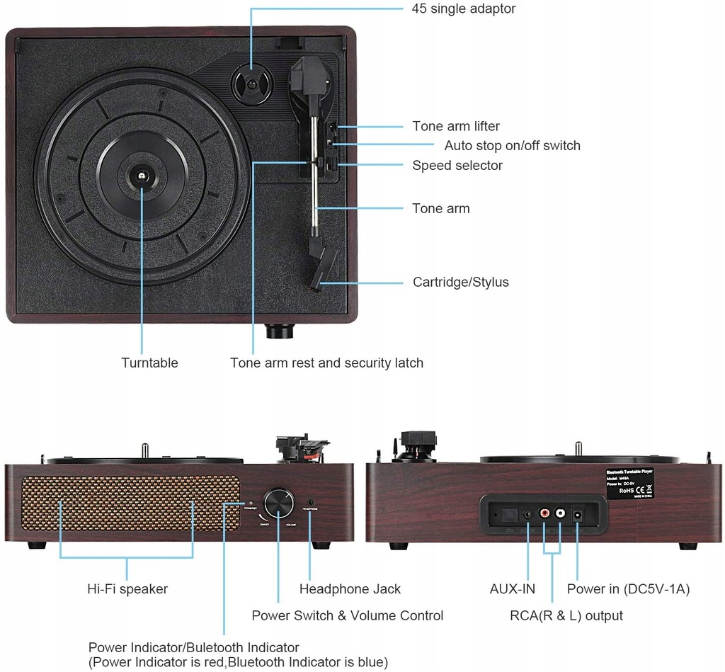 Купить Винтажный проигрыватель M49 с Bluetooth СКИДКА!: отзывы, фото, характеристики в интерне-магазине Aredi.ru