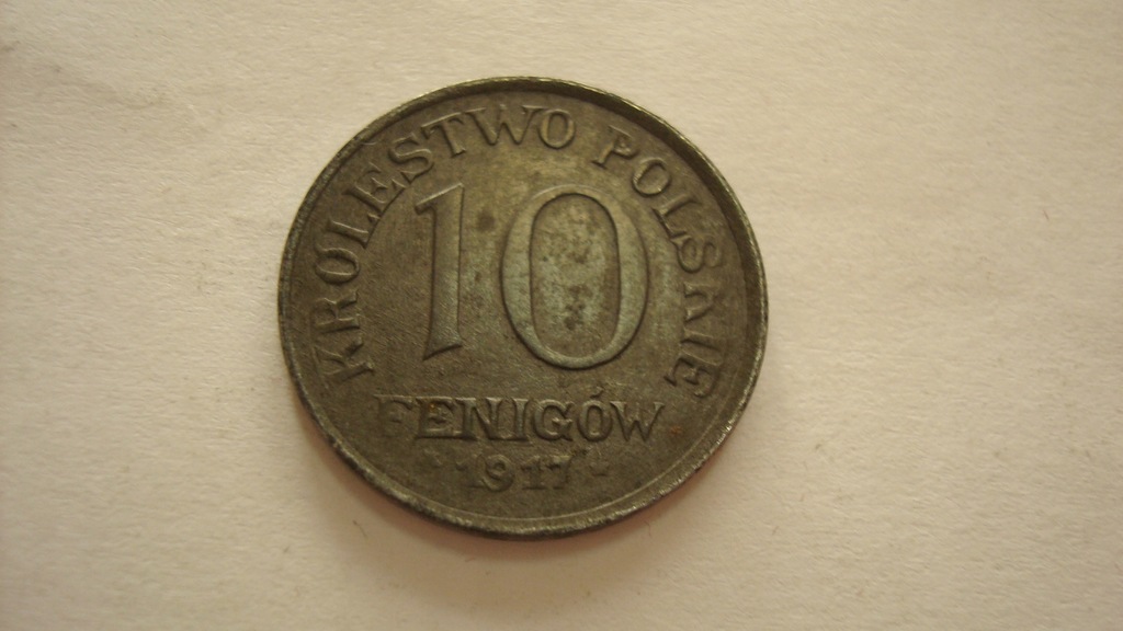 Moneta 10 fenigów 1917 Królestwo polskie stan 2+