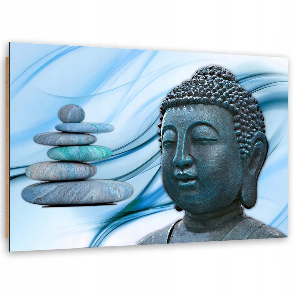 Obraz Deco Panel, Głowa Buddy i kamienie - niebies
