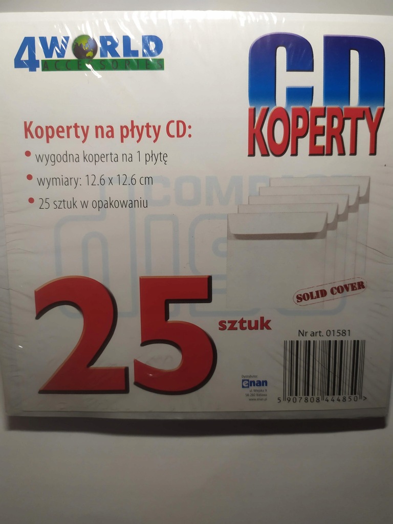 Koperty na płyty CD 25 sztuk 12,6 x 12,6 cm