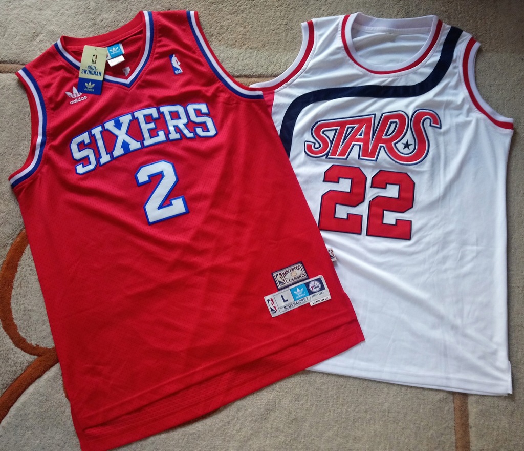 Moses Malone Sixers + Utah Stars 2 koszulki NBA