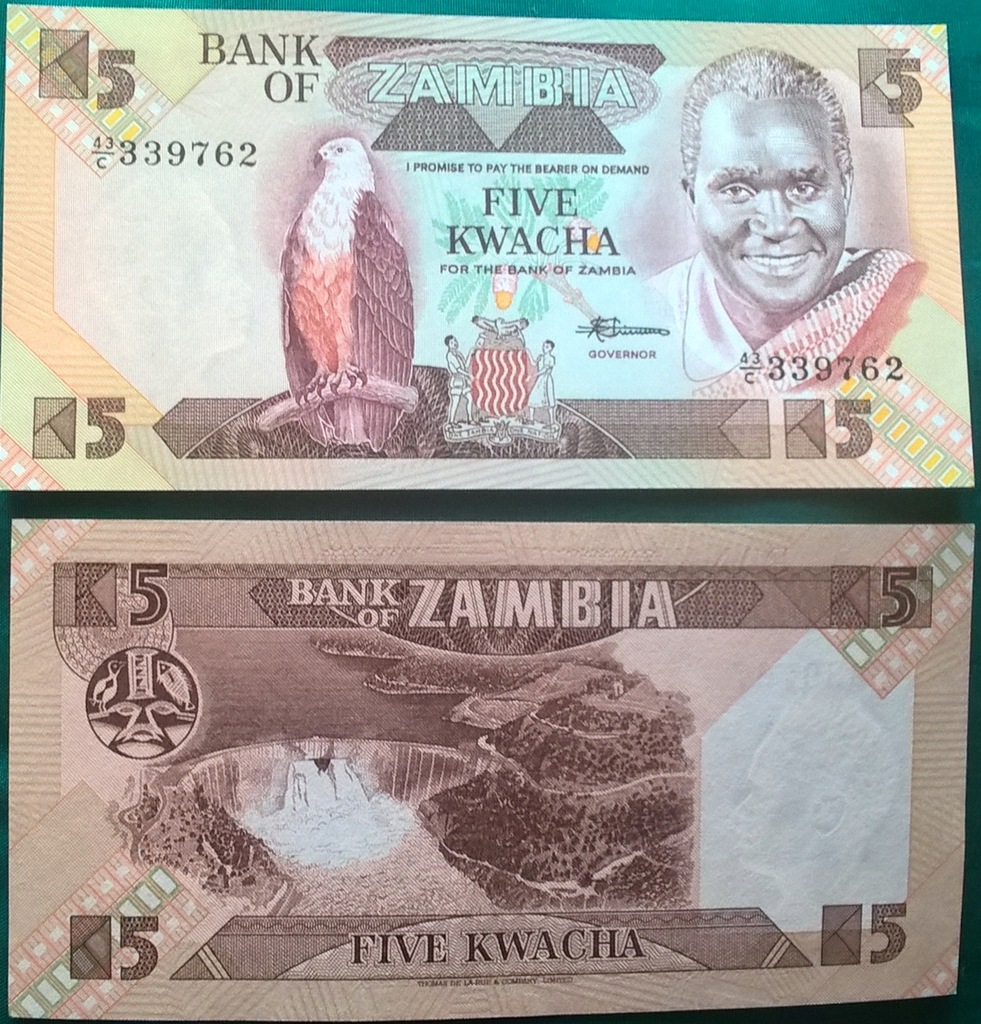 202 Banknot Zambia 5 Kwacha 1986r. P-25d UNC