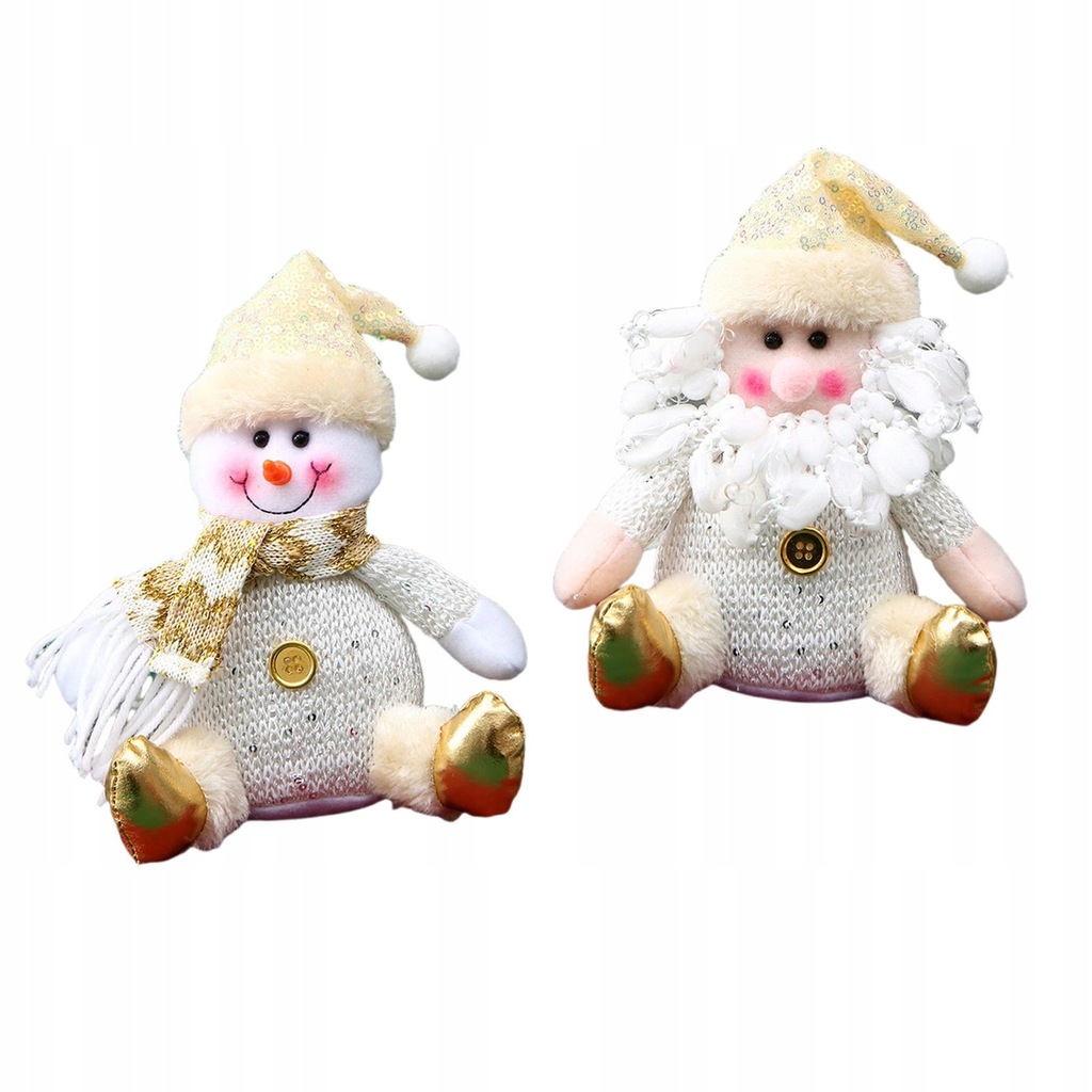 2x Christmas Doll Aureate Snowman and Santa