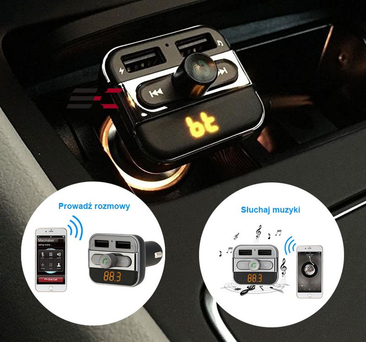 TRANSMITER FM BLUETOOTH USB + ZESTAW GŁOŚNOMÓWIĄCY