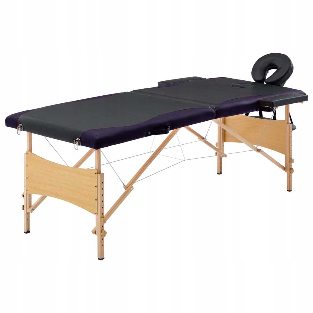 Stół składany do masażu drewno Vidaxl czarny