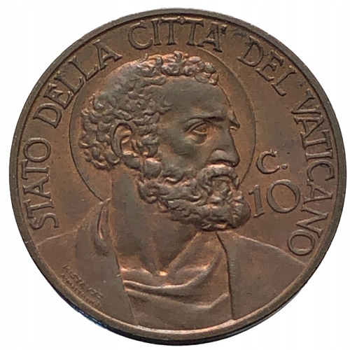 17437.Watykan-Pius XI-10 centesimi- 1929 r.RZADKA
