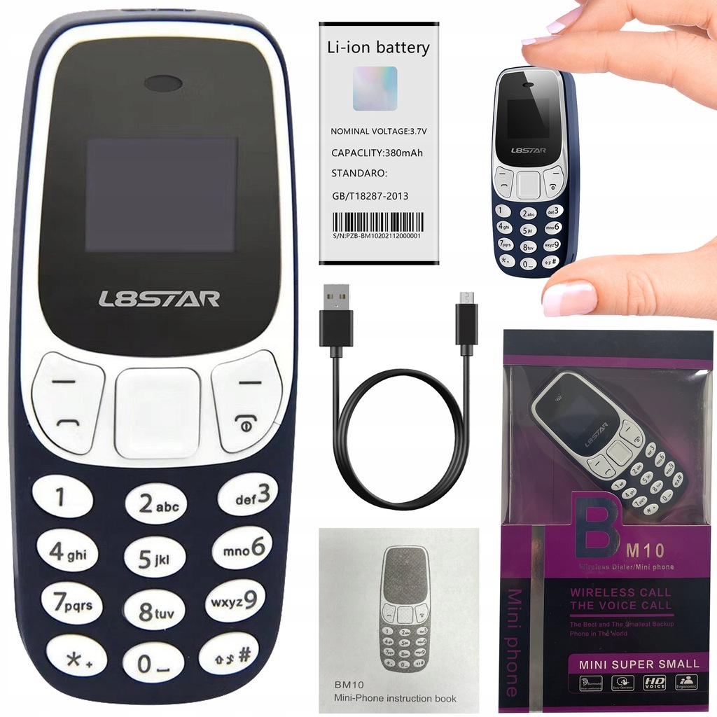 MINI TELEFON POLSKIE MENU DUAL SIM PODSŁUCH BT SD