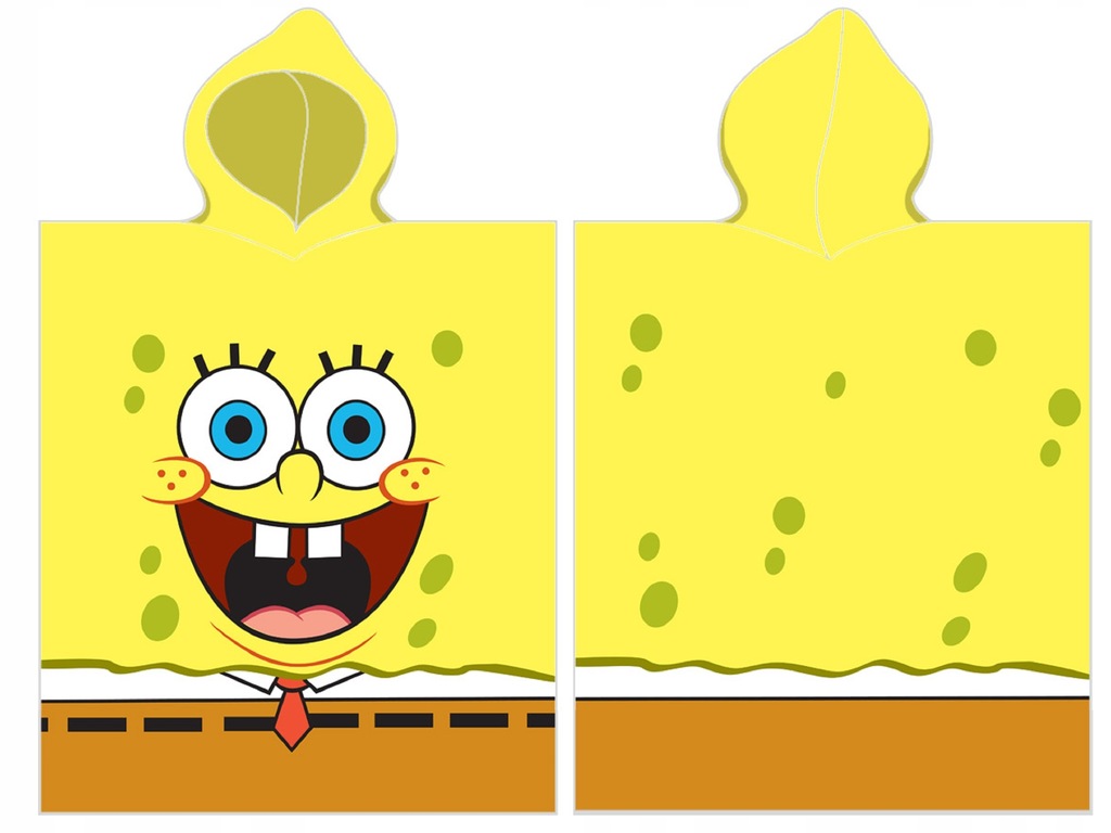 SPONGEBOB RĘCZNIK z KAPTUREM PONCZO 55x110 PONCHO