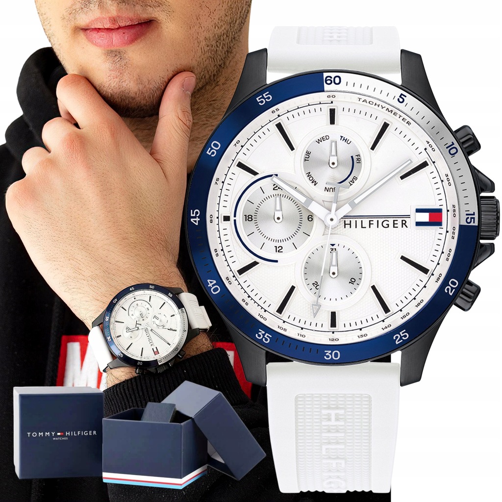 Zegarek M ski Tommy Hilfiger 1791723 Bia y pasek 12378865737