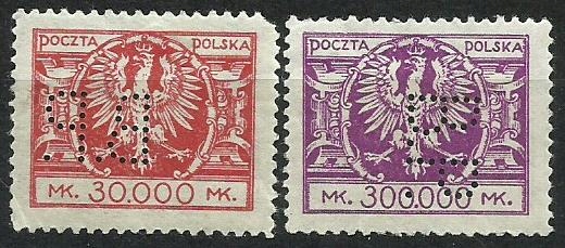 PMW ROCZNIK 1924 Fi 174**+178** / LWÓW - DZIURKOWANIE FIRMOWE Typ B 12 / gw