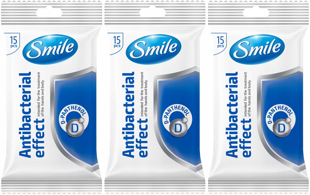 3x Chusteczki Antybakteryjne SMILE D-Panthenol 15