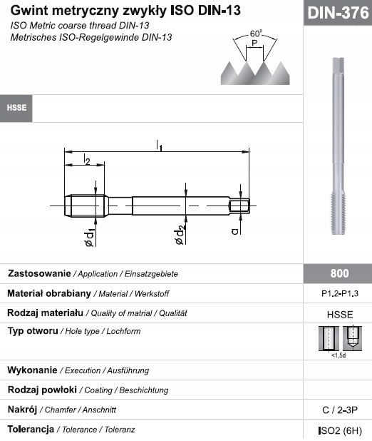 FANAR Gwintownik maszynowy M24 HSSE 800