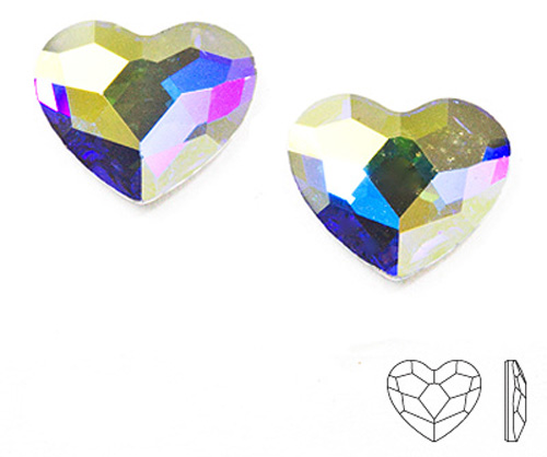 2808 Swarovski Heart Flat 10mm Crystal AB F
