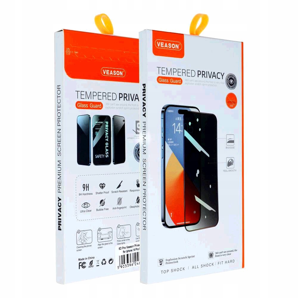 Szkło Hartowane 6D Pro Privacy Glass - do Iphone 13 czarny