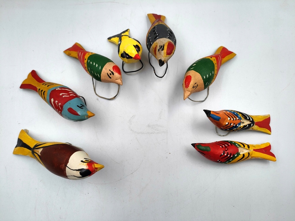 Stare ptaszki ludowe rękodzieło CEPELIA PRL 8 szt