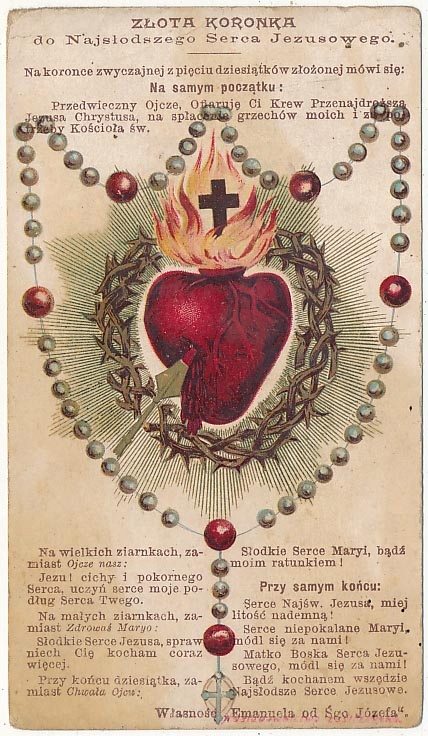 Święty obrazek 1900 Złota Koronka do Serca Jezusa