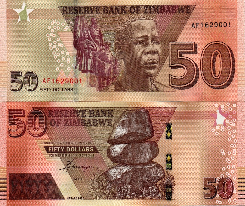 ZIMBABWE 50 DOLLARS 2020 P105a UNC 13984190651 oficjalne archiwum