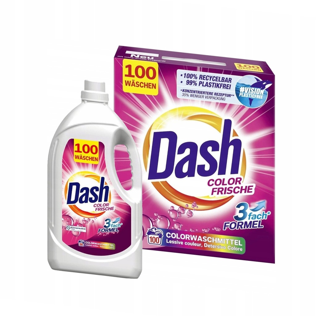 Proszek 6 kg + Żel 5 L 100 prań do prania koloru DASH