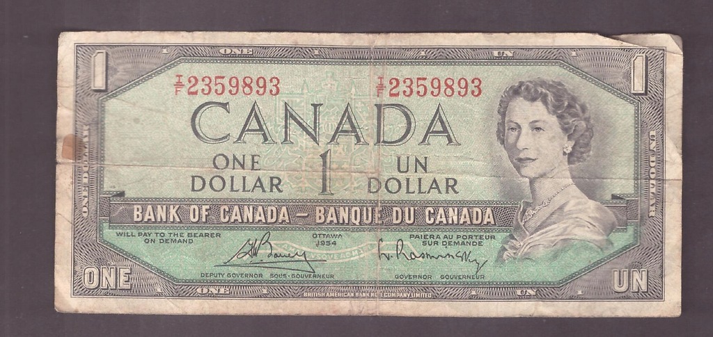 Kanada - banknot - 1 Dollar 1954 rok