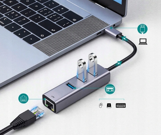 Купить USB-C 3.1 LAN 1000 Мбит/с Ethernet адаптер RJ45 HUB: отзывы, фото, характеристики в интерне-магазине Aredi.ru