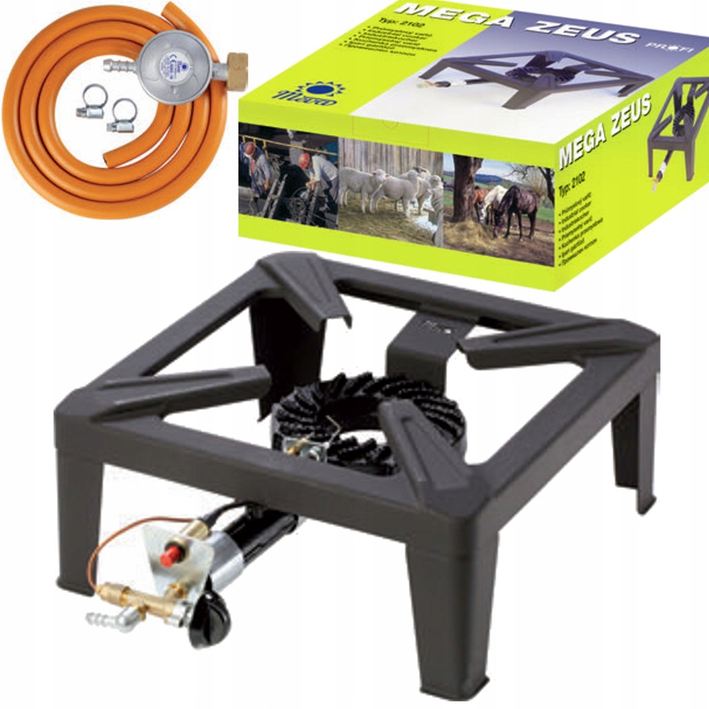 Kuchenka gazowa przemysłowa taboret MEGA ZEUS 7kW 40x40cm z płomiennikiem