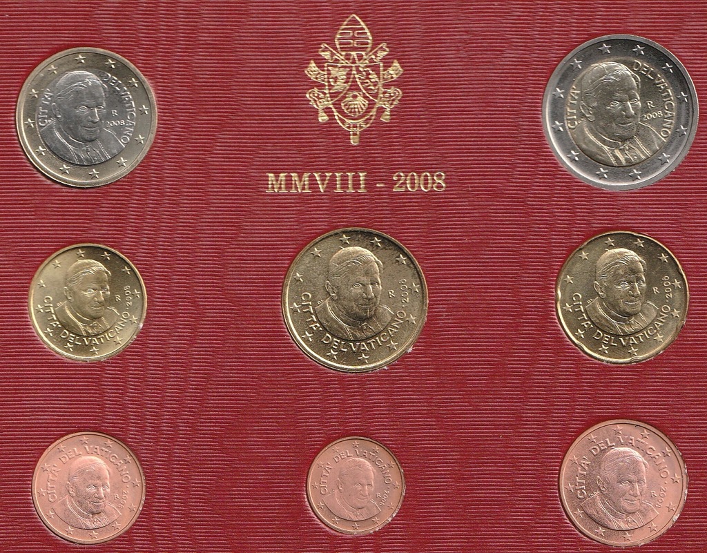 Watykan 2008 Benedykt XVI zestaw 1 cent - 2 euro