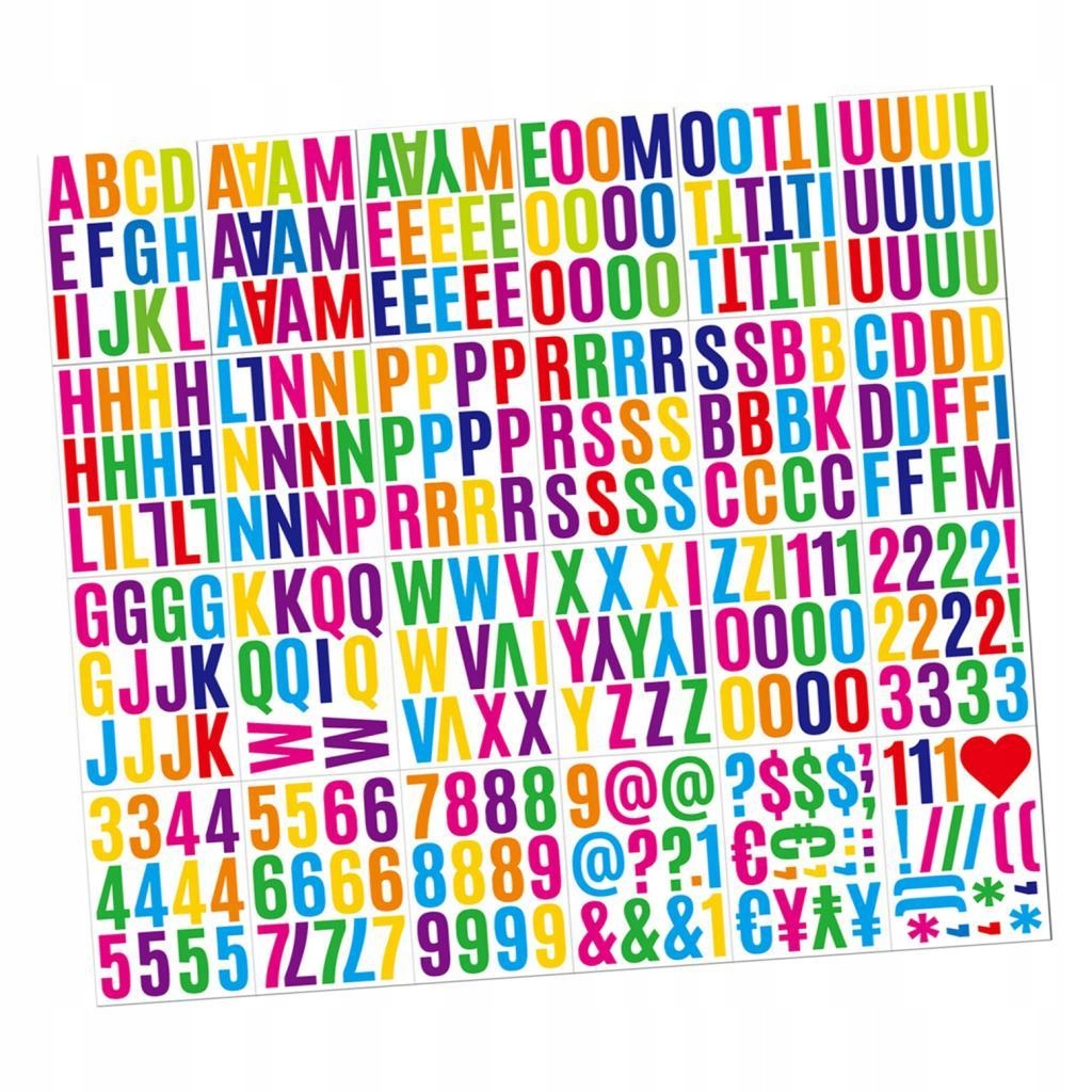 24x Naklejki z kolorowymi literami Dekoracyjn