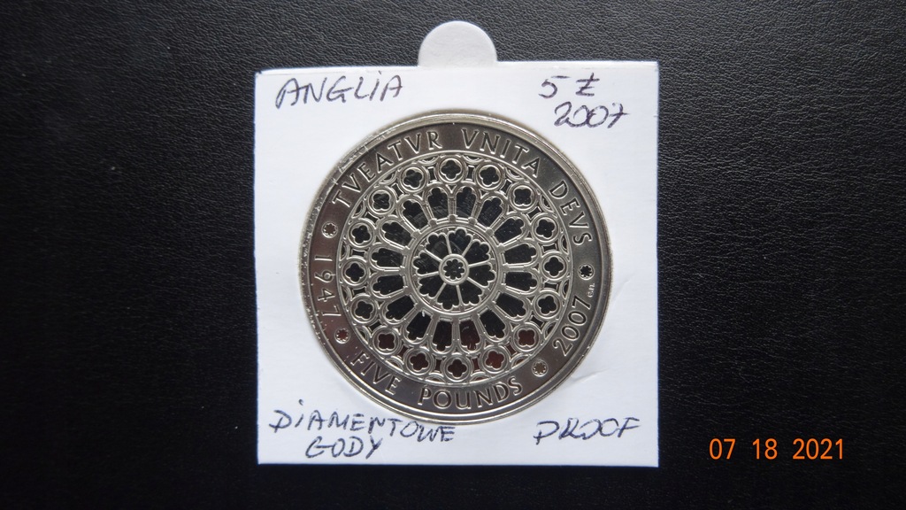 Anglia 5 funtów 2007 Diamentowe gody proof