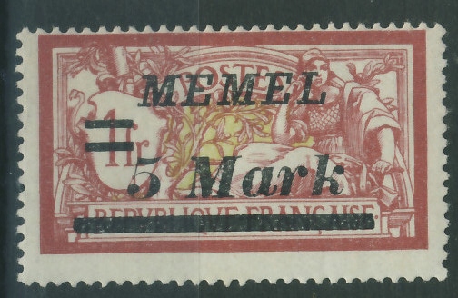 Memel 5 Mark nadruk na 1 fr. francja