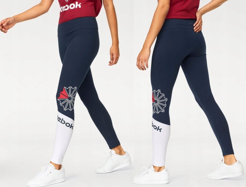 REEBOK SPORTOWE GRANATOWO-BIAŁE LEGGINSY M