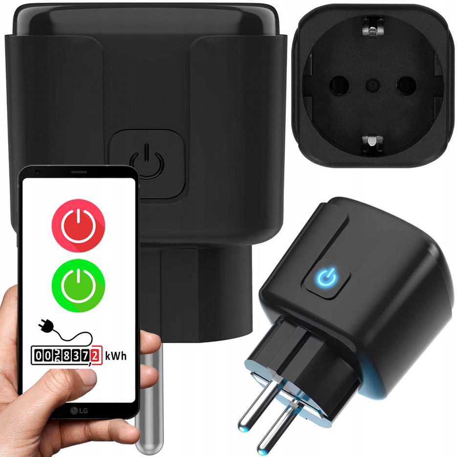 INTELIGENTNE GNIAZDKO WiFi SMART TUYA WATOMIERZ PROGRAMATOR TIMER