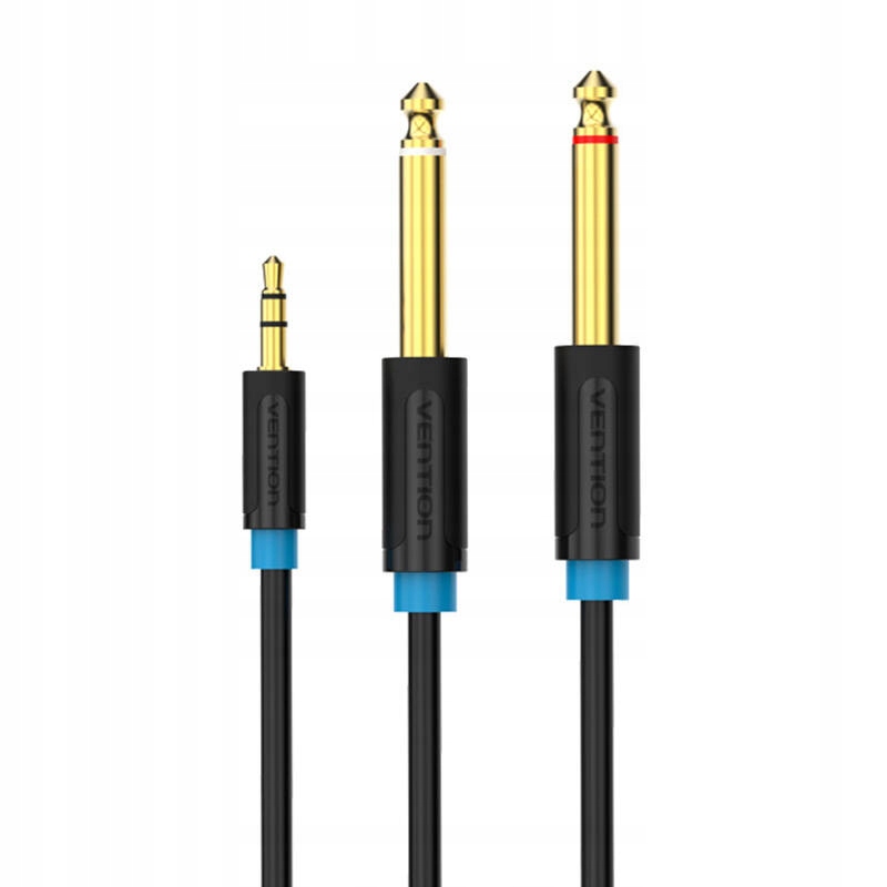 Kabel audio 3,5mm TRS męski do 2x 6,35mm męski 1,5m Vention BACBG czarny