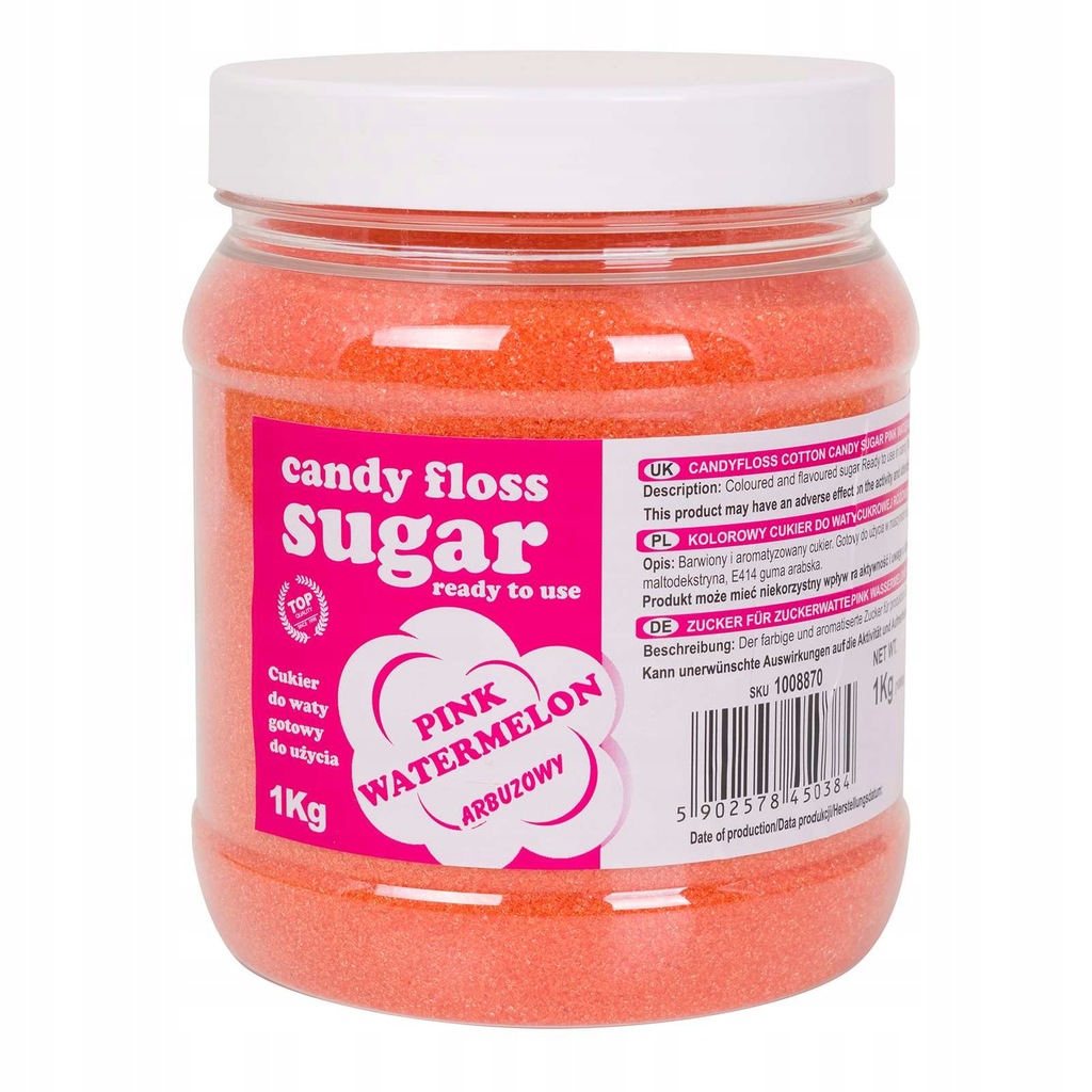 Cukier do waty cukrowej różowy o smaku arbuza 1kg