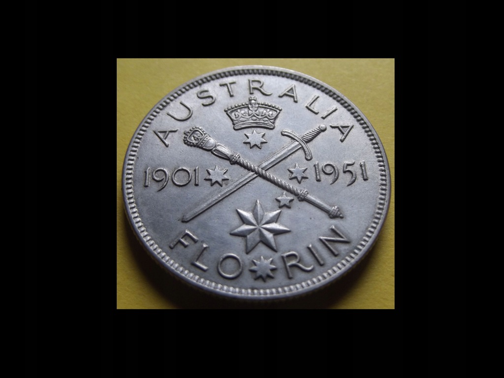 AUSTRALIA - 1 floren 1951 srebro - 50 lat Federacji - piękna moneta /piękna
