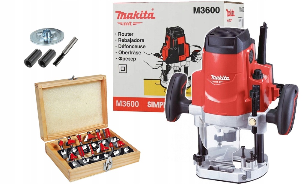 MAKITA M3600 FREZARKA GÓRNOWRZECIONOWA 1650W+FREZY - 9725111822 ...