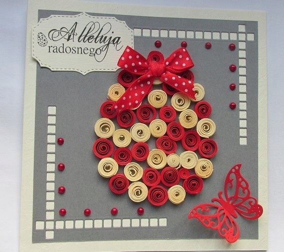 kartka ręcznie robiona Wielkanoc quilling