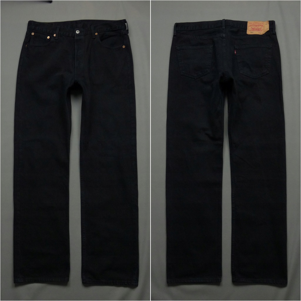 LEVIS 501 czarne proste jeansy Levi`s W36 L36